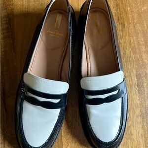 Sam Edelman Black and White Penny Loafers
